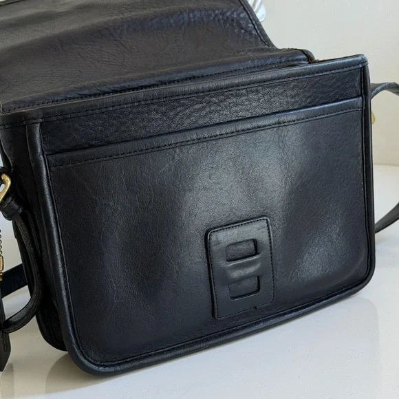 Vintage Coach Black Leather Crossbody Saddle Pouch Bag 9590 Made In NYC '80's - Picture 2 of 16